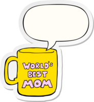 worlds best mom mug with speech bubble sticker png