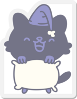 tired cartoon cat with pillow sticker png