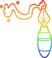 rainbow gradient line drawing of a cartoon fountain pen png