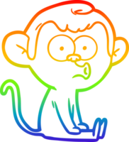 rainbow gradient line drawing of a cartoon hooting monkey png