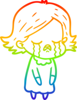 arco Iris gradiente linha desenhando do uma desenho animado menina chorando png