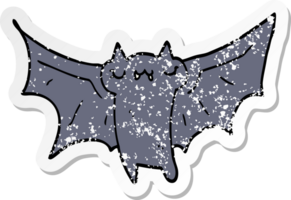pegatina angustiada de un lindo murciélago de halloween de dibujos animados png