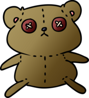 main tiré pente dessin animé de une mignonne cousu en haut nounours ours png