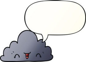 cute cartoon cloud with speech bubble in smooth gradient style png
