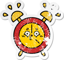 distressed sticker of a cute cartoon alarm clock png