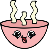 cute cartoon of a bowl of hot soup png