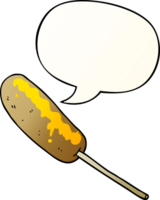 cartoon hotdog on a stick with speech bubble in smooth gradient style png