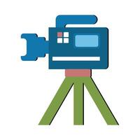 Camera tripod icon and Movie camera on a tripod. Making a movie single icon in monochrome style vector symbol stock illustration web.