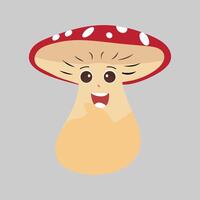 Mushroom cartoon character in various gestures, Set illustration mushroom mascot with various different expressions of cute emotion in comic style for graphic designer, vector illustration