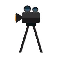 Camera tripod icon and Movie camera on a tripod. Making a movie single icon in monochrome style vector symbol stock illustration web.