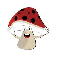 Mushroom character design different expression in vintage style, Kawaii mushroom cartoon mascot character vector illustration. Eps 10