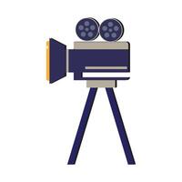 Camera tripod icon and Movie camera on a tripod. Making a movie single icon in monochrome style vector symbol stock illustration web.