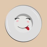 Plate cartoon character, with different expressions, happy mood, sad, angry, facial expressions, with different emotions vector