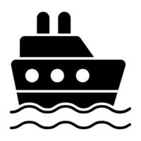 Water transport icon, solid design of ship vector