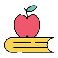 manzana Fruta con cerca libro, icono de sano educación vector