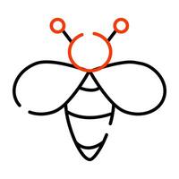 A linear design icon of honey bee vector