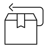 Carton with back arrow, icon of parcel return vector