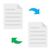 Papers with exchanging arrows, file transfer icon vector