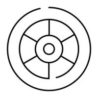A car accessory icon, linear design of wheel vector