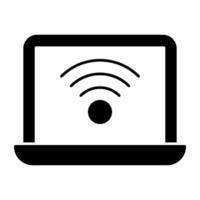 Wifi signals inside laptop, concept of connected laptop vector