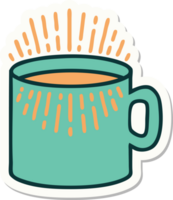 sticker of tattoo in traditional style of cup of coffee png