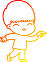 warm gradient line drawing of a happy cartoon boy png