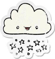 distressed sticker of a cartoon storm cloud png