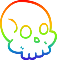 rainbow gradient line drawing of a cartoon skull png