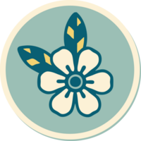 sticker van tatoeëren in traditioneel stijl van een bloem png