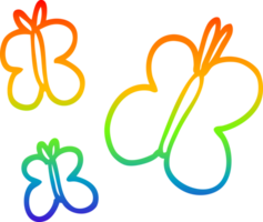 rainbow gradient line drawing of a cartoon butterflies png