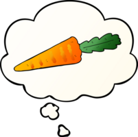 cartoon carrot with thought bubble in smooth gradient style png