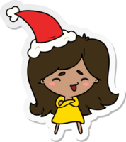 hand drawn christmas sticker cartoon of kawaii girl png