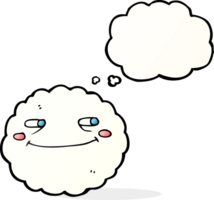 glückliche wolke der karikatur mit gedankenblase png
