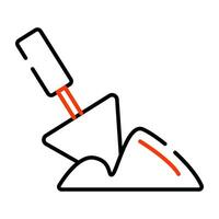 A linear design icon of digging, mud with shovel vector