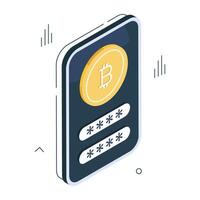 Creative design icon of mobile bitcoin password vector