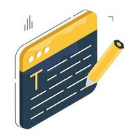 Trendy design icon of online article writing vector