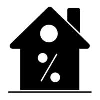 Percentage sign with building, concept of home discount vector