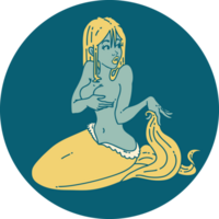 tattoo in traditional style of a mermaid png