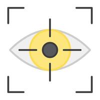 Eye inside reticle, icon of iris recognition vector