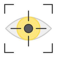 ojo dentro retículo, icono de iris reconocimiento vector