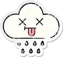 distressed sticker of a cute cartoon rain cloud png