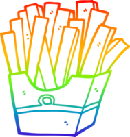 rainbow gradient line drawing of a cartoon fries png