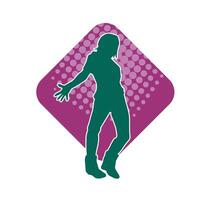 Silhouette of a slim female in dance pose. Silhouette of a woman dancing. vector