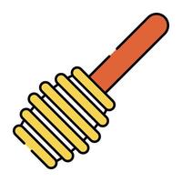 A flat design icon of honey dipper vector