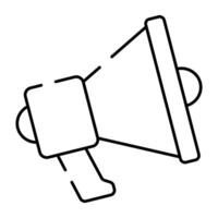 A loudspeaker icon in linear design, megaphone vector