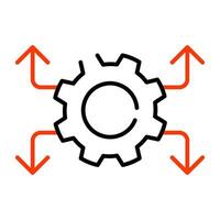 Gear with arrows showcasing network setting icon vector