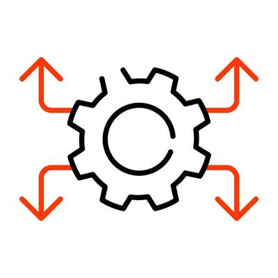 Gear with arrows showcasing network setting icon