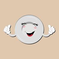 Plate cartoon character, with different expressions, happy mood, sad, angry, facial expressions, with different emotions vector