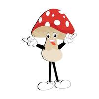 Mushroom character design different expression in vintage style, Kawaii mushroom cartoon mascot character vector illustration. Eps 10