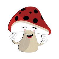 Mushroom character design different expression in vintage style, Kawaii mushroom cartoon mascot character vector illustration. Eps 10